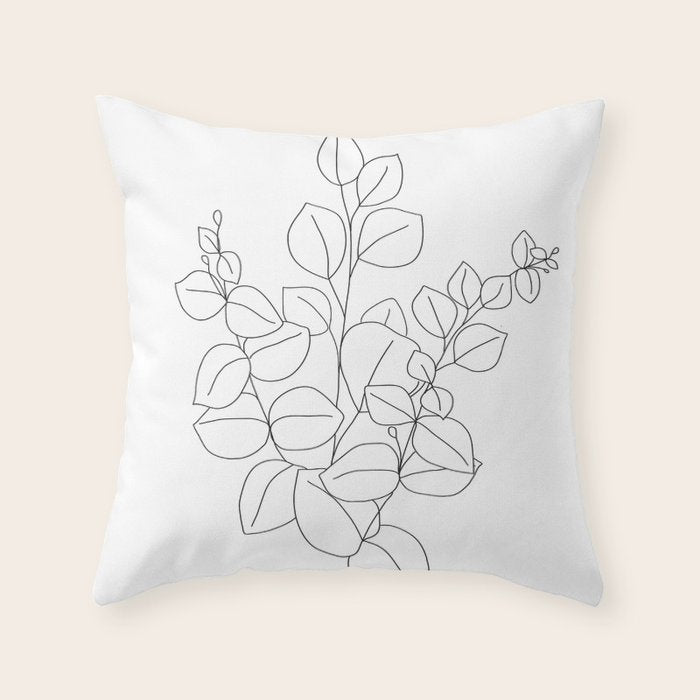 Minimalistic Eucalyptus  Line Art Throw Pillow Gallery Image 6