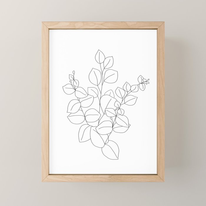 Minimalistic Eucalyptus  Line Art Mini Art Print Gallery Image 1
