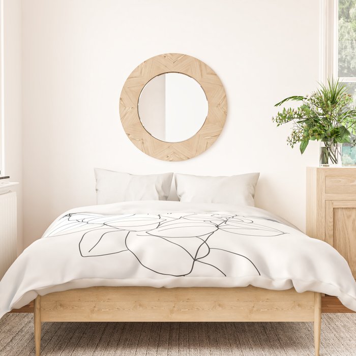 Minimalistic Eucalyptus  Line Art Duvet Cover Gallery Image 3