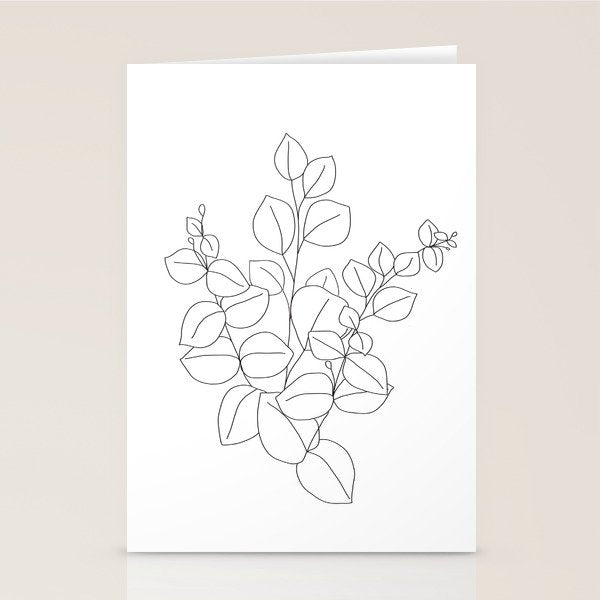 Minimalistic Eucalyptus  Line Art Stationery Card Gallery Image 2