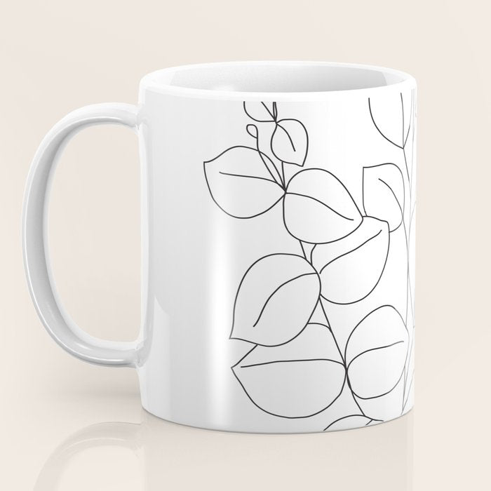 Minimalistic Eucalyptus  Line Art Coffee Mug Gallery Image 3