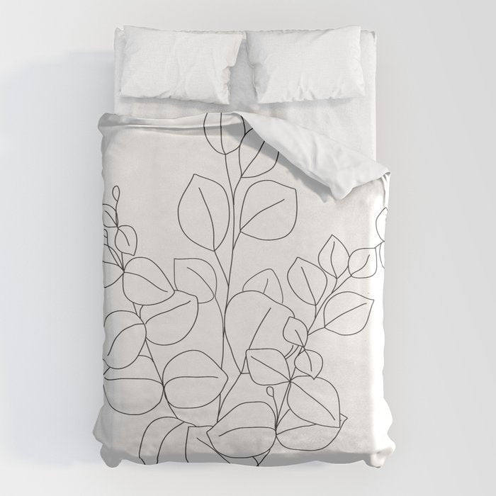Minimalistic Eucalyptus  Line Art Duvet Cover Gallery Image 6