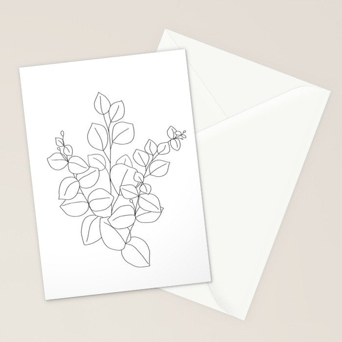 Minimalistic Eucalyptus  Line Art Stationery Card Gallery Image 2