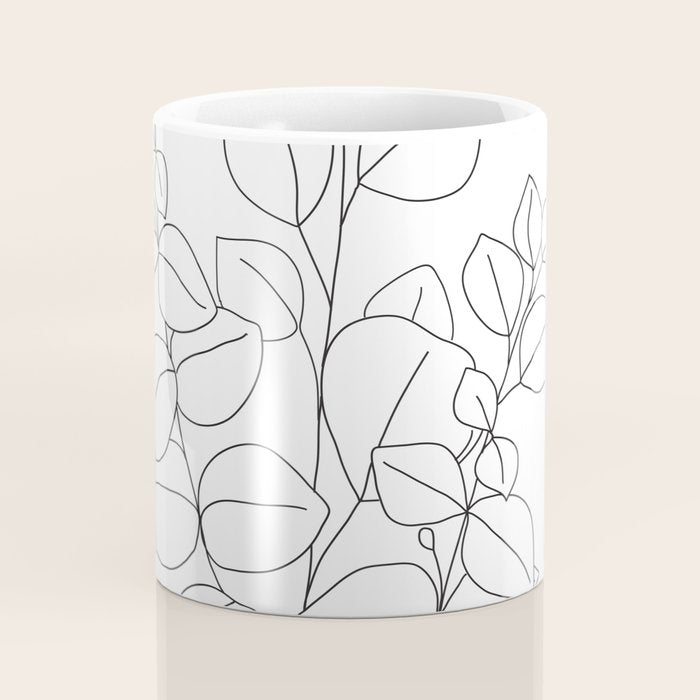 Minimalistic Eucalyptus  Line Art Coffee Mug Gallery Image 4