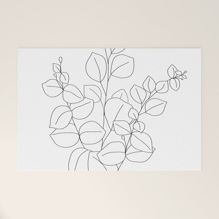 Minimalistic Eucalyptus  Line Art Welcome Mat Gallery Image 1