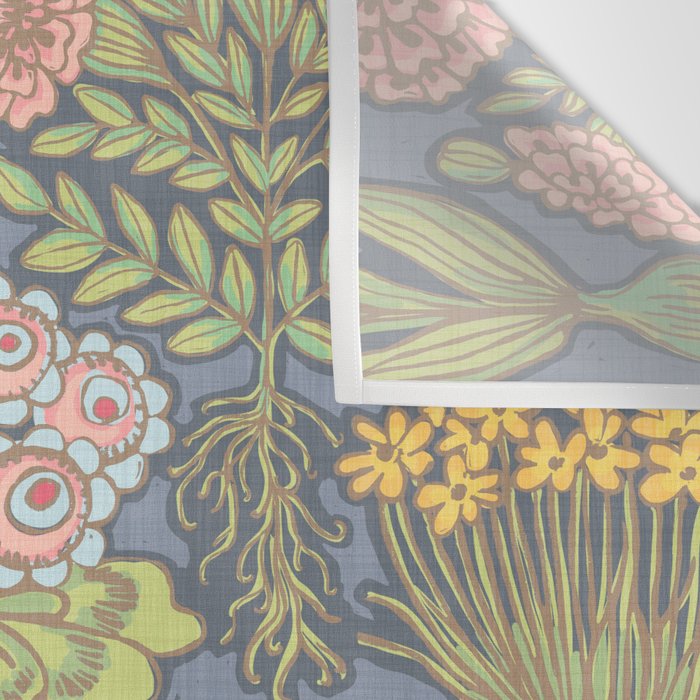 Floral Botanical Mille Fleur Pattern Wall Tapestry Gallery Image 3
