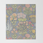 Floral Botanical Mille Fleur Pattern Throw Blanket Gallery Image 2