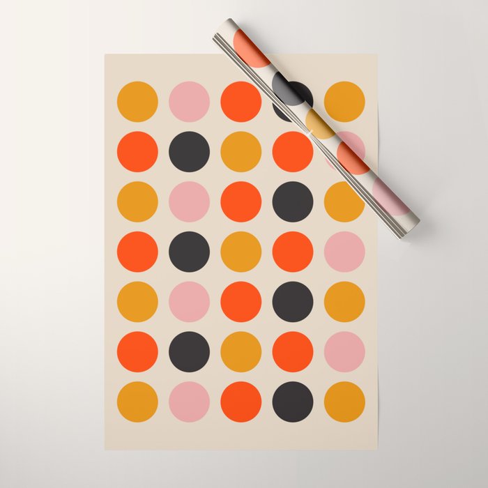Retro Bauhaus Dots | 70s European Pattern Wrapping Paper Gallery Image 1