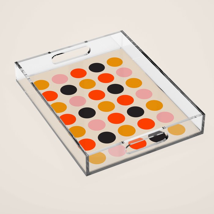 Retro Bauhaus Dots | 70s European Pattern Acrylic Tray Gallery Image 1