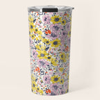 Lovely and Wild - purple and yellow Travel Mug Gallery Image 1