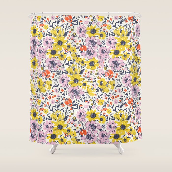 Lovely and Wild - purple and yellow Shower Curtain Gallery Image 1