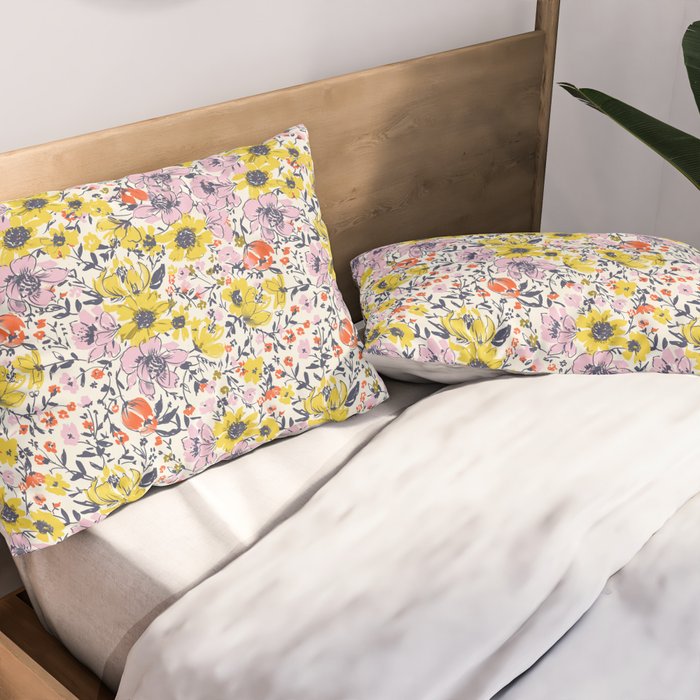 Lovely and Wild - purple and yellow Pillow Sham Gallery Image 2
