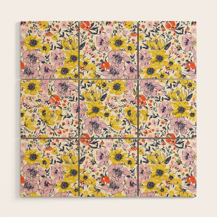 Lovely and Wild - purple and yellow Wood Wall Art Gallery Image 1