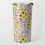 Lovely and Wild - purple and yellow Travel Mug Gallery Image 2