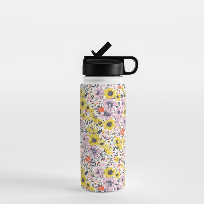 Lovely and Wild - purple and yellow Water Bottle Gallery Image 1