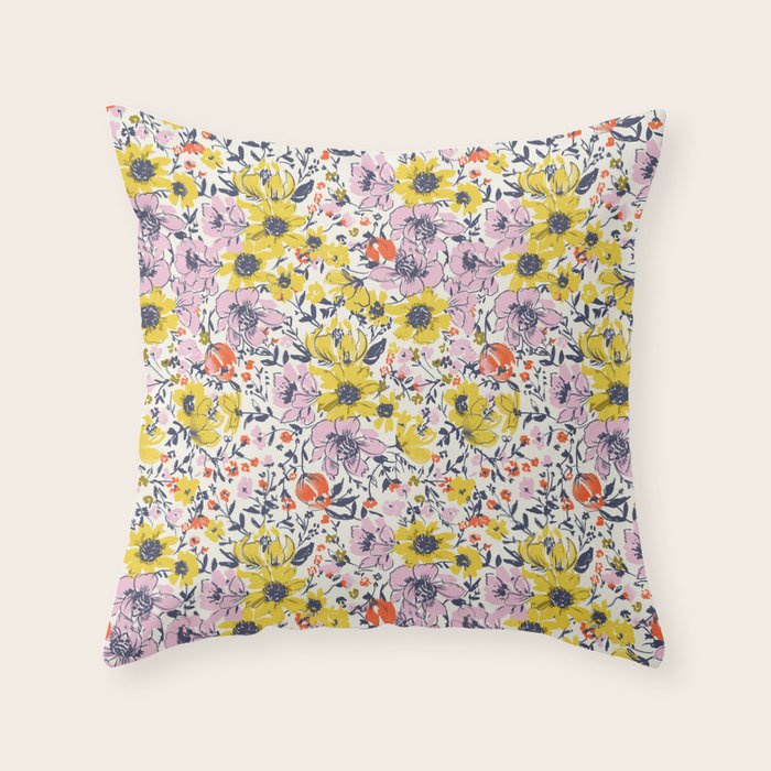 Lovely and Wild - purple and yellow Throw Pillow Gallery Image 6