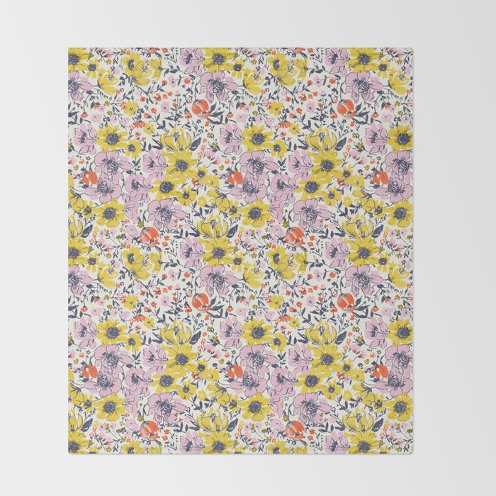 Lovely and Wild - purple and yellow Throw Blanket Gallery Image 2