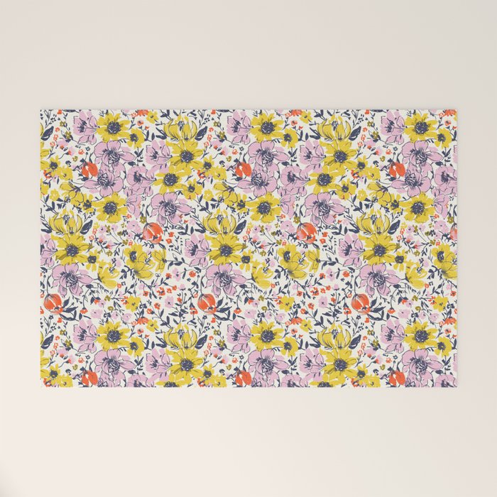 Lovely and Wild - purple and yellow Welcome Mat Gallery Image 1