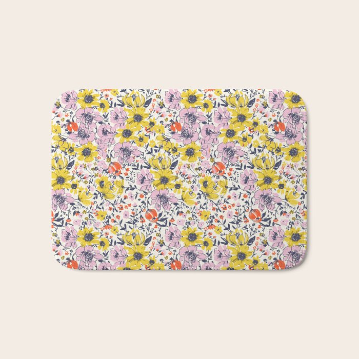 Lovely and Wild - purple and yellow Bath Mat Gallery Image 1