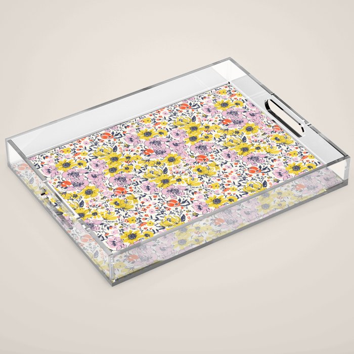 Lovely and Wild - purple and yellow Acrylic Tray Gallery Image 1