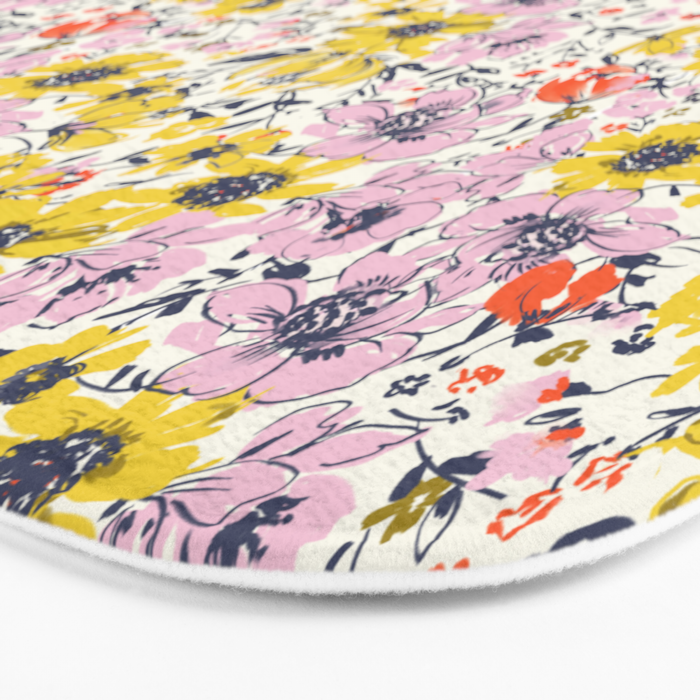 Lovely and Wild - purple and yellow Bath Mat Gallery Image 3