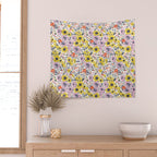 Lovely and Wild - purple and yellow Wall Tapestry Gallery Image 2