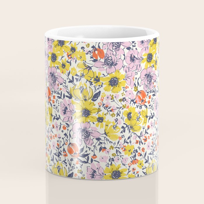 Lovely and Wild - purple and yellow Coffee Mug Gallery Image 4