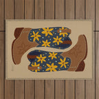 Cowgirl Boots â Teal & Yellow Outdoor Rug Gallery Image 1
