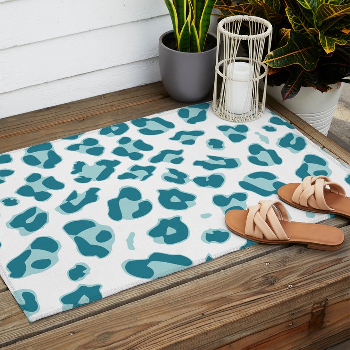 Blue Cheetah Print Outdoor Rug Gallery Image 2
