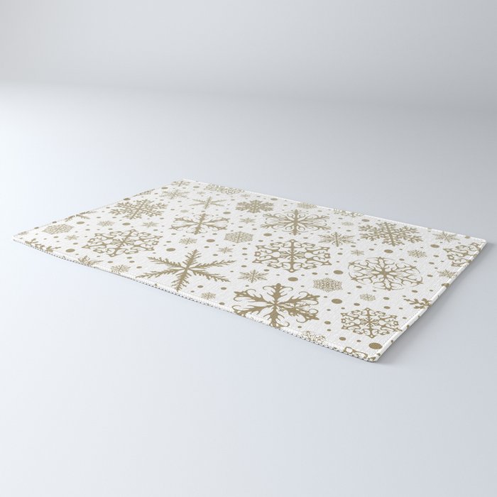 Christmas Snowflakes, Gold and White Rug Gallery Image 3