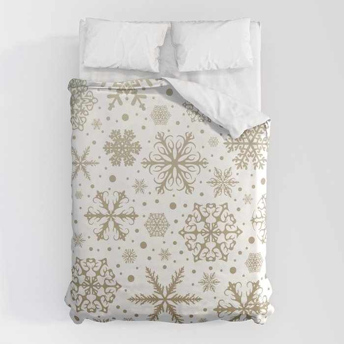 Christmas Snowflakes, Gold and White Duvet Cover Gallery Image 6
