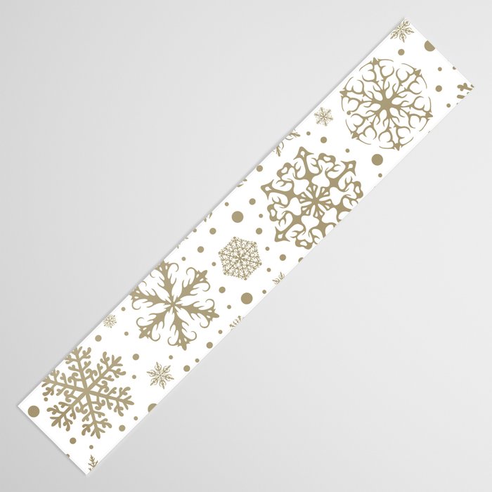 Christmas Snowflakes, Gold and White Table Runner Gallery Image 3