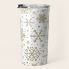 Christmas Snowflakes, Gold and White Travel Mug Gallery Image 3