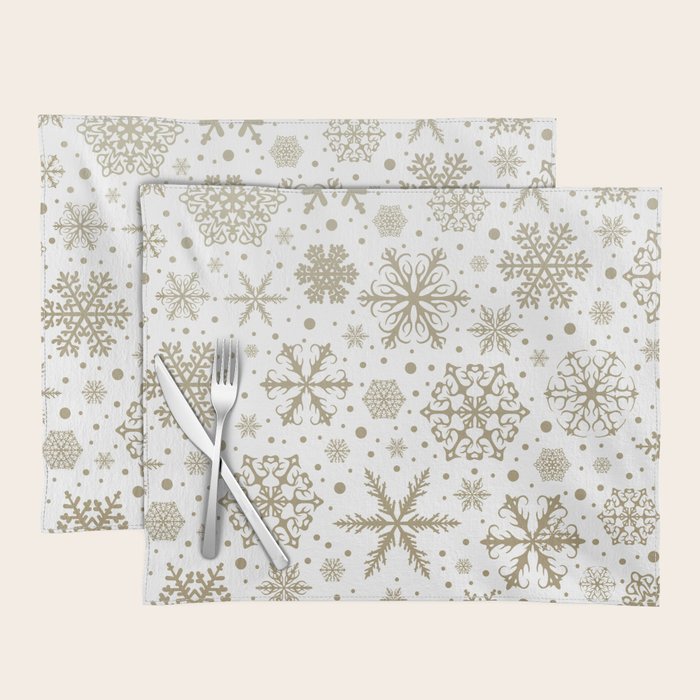 Christmas Snowflakes, Gold and White Placemat Gallery Image 1