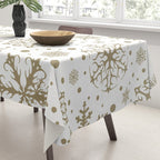 Christmas Snowflakes, Gold and White Tablecloth Gallery Image 3