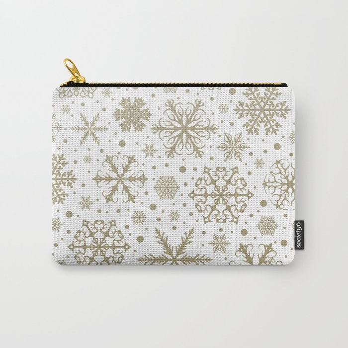Christmas Snowflakes, Gold and White Carry All Pouch Gallery Image 1