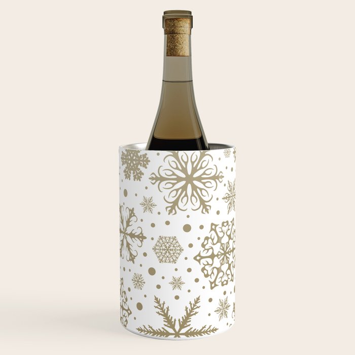 Christmas Snowflakes, Gold and White Wine Chiller Gallery Image 1