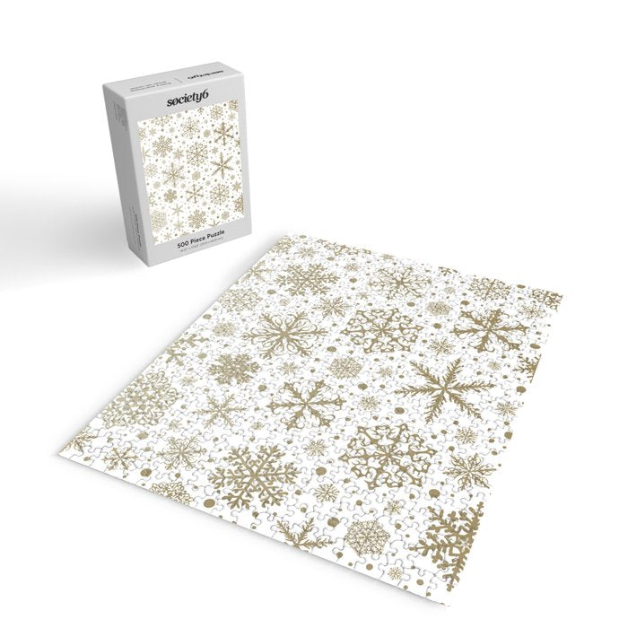 Christmas Snowflakes, Gold and White Jigsaw Puzzle Gallery Image 2