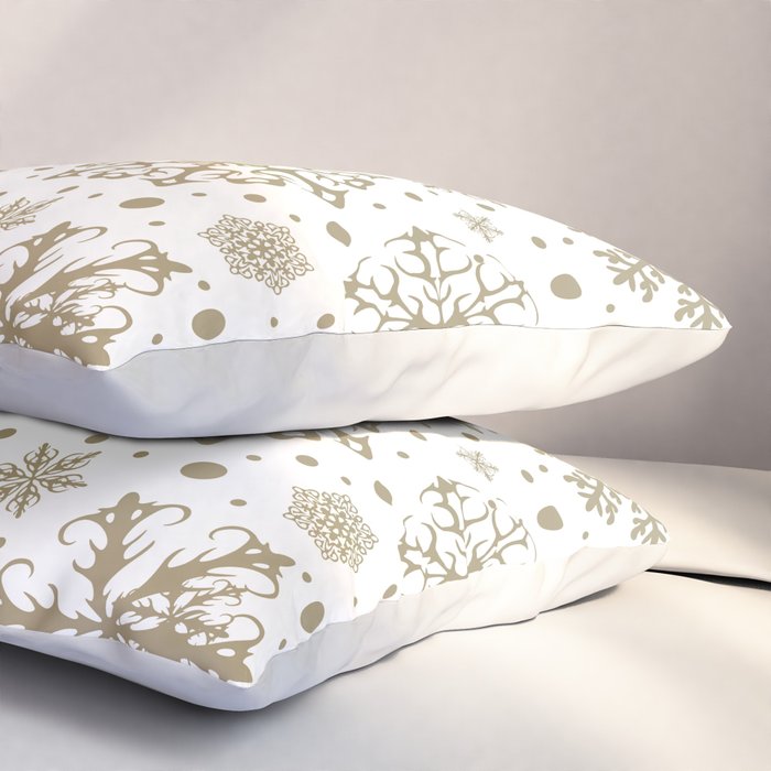 Christmas Snowflakes, Gold and White Pillow Sham Gallery Image 3