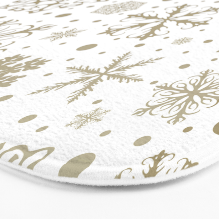 Christmas Snowflakes, Gold and White Bath Mat Gallery Image 3