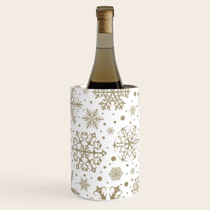 Christmas Snowflakes, Gold and White Wine Chiller Gallery Image 3