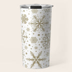 Christmas Snowflakes, Gold and White Travel Mug Gallery Image 1