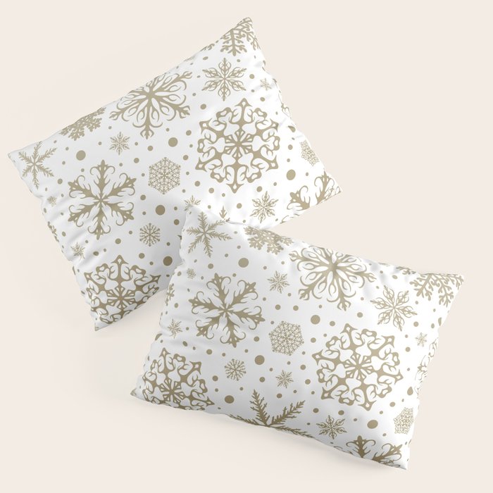 Christmas Snowflakes, Gold and White Pillow Sham Gallery Image 1