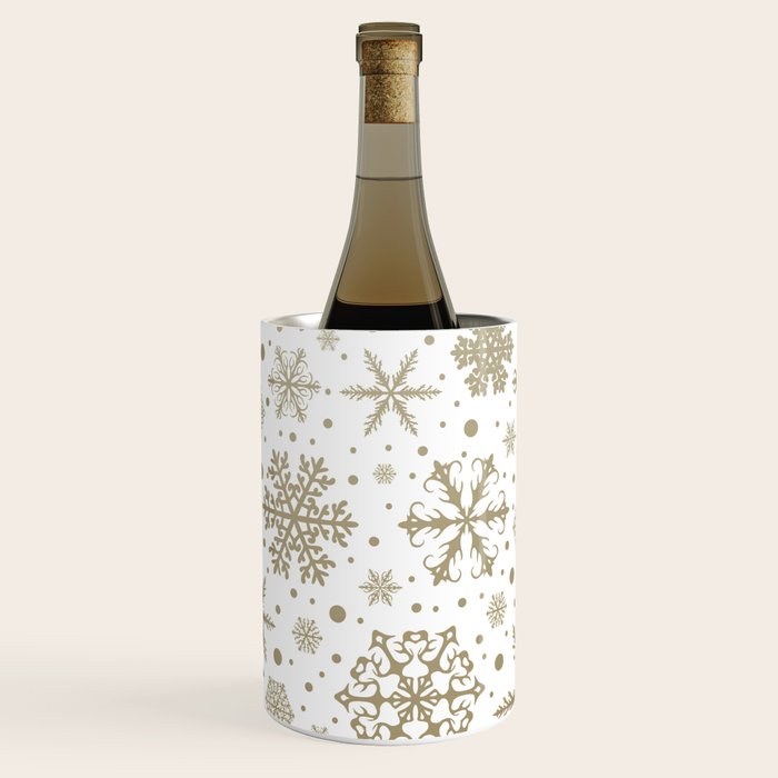 Christmas Snowflakes, Gold and White Wine Chiller Gallery Image 2