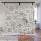 Christmas Snowflakes, Gold and White Wall Mural Gallery Image 1