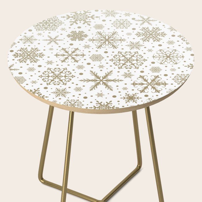 Christmas Snowflakes, Gold and White Side Table Gallery Image 2