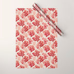 Elegant Red Coral Pattern Wrapping Paper Gallery Image 1