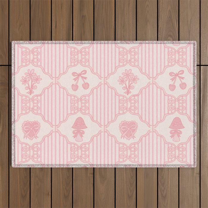 Eloise Print in Pink Outdoor Rug Gallery Image 1