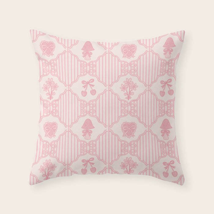 Eloise Print in Pink Throw Pillow Gallery Image 1