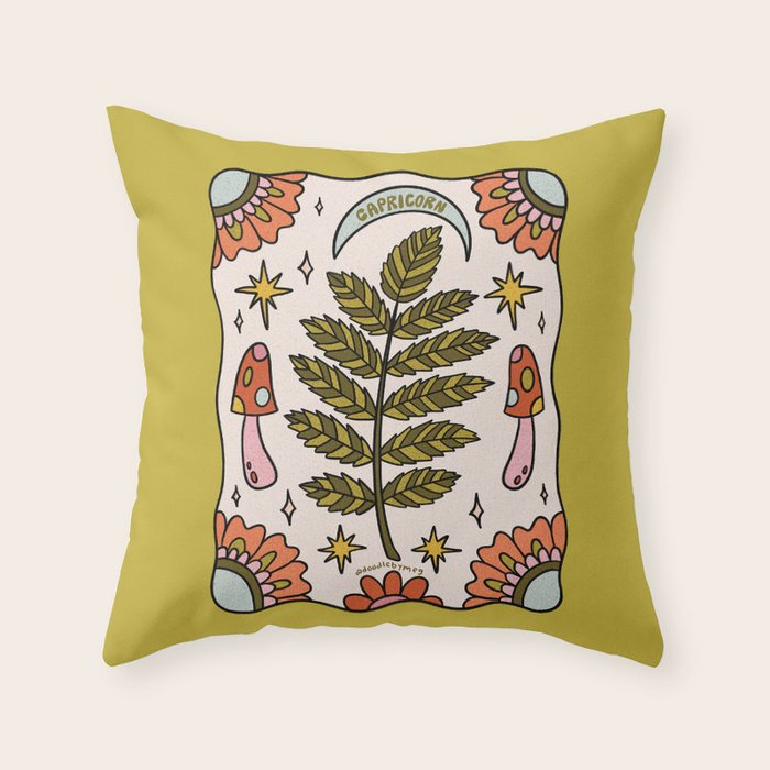 Capricorn Leaf Throw Pillow Gallery Image 1